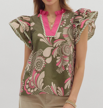 Load image into Gallery viewer, Paisley Tiered Sleeve Top **2 COLORS**
