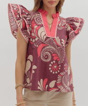 Load image into Gallery viewer, Paisley Tiered Sleeve Top **2 COLORS**
