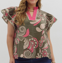 Load image into Gallery viewer, Paisley Tiered Sleeve Top **2 COLORS** - PLUS
