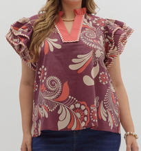 Load image into Gallery viewer, Paisley Tiered Sleeve Top **2 COLORS** - PLUS
