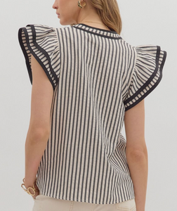 Stripe Flutter Sleeve Top **4 COLORS**
