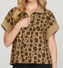 Load image into Gallery viewer, Leopard Knit 1/4 Zip Top **2 COLORS**
