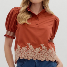 Load image into Gallery viewer, Embroidered Border Top **3 COLORS**
