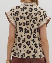 Load image into Gallery viewer, Leopard Accent Ruffle Top
