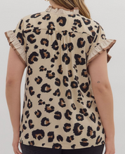 Load image into Gallery viewer, Leopard Accent Ruffle Top - PLUS
