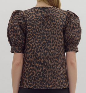 Leopard Puff Sleeve Top **2 COLORS**