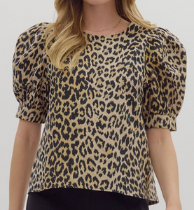 Leopard Puff Sleeve Top **2 COLORS**