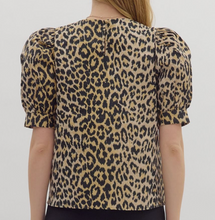 Load image into Gallery viewer, Leopard Puff Sleeve Top **2 COLORS**
