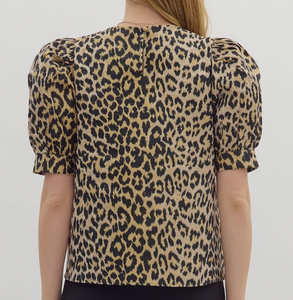 Leopard Puff Sleeve Top **2 COLORS**