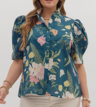 Load image into Gallery viewer, Teal Floral Top - PLUS
