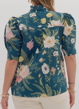 Load image into Gallery viewer, Teal Floral Top - PLUS
