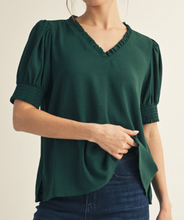 Load image into Gallery viewer, Frilled V Neck Top **5 COLORS**
