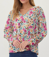 Load image into Gallery viewer, Floral V Neck Satin Top **2 COLORS**
