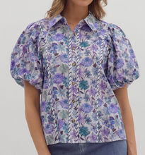 Load image into Gallery viewer, Floral Puff Sleeve Button Down Top **2 COLORS**
