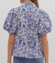 Load image into Gallery viewer, Floral Puff Sleeve Button Down Top **2 COLORS**
