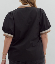 Load image into Gallery viewer, Black Short Bubble Sleeve Top - PLUS
