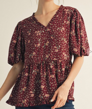 Load image into Gallery viewer, Leopard Floral Peplum Top **2 COLORS**
