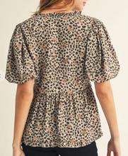 Load image into Gallery viewer, Leopard Floral Peplum Top **2 COLORS**
