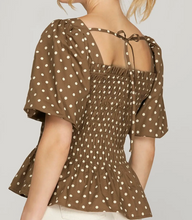 Load image into Gallery viewer, Polka Dot Smocked Top **3 COLORS**

