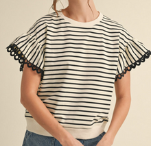 Load image into Gallery viewer, Striped Eyelet Trim Top ***2 COLORS**
