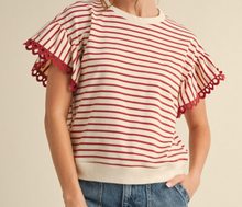 Load image into Gallery viewer, Striped Eyelet Trim Top ***2 COLORS**
