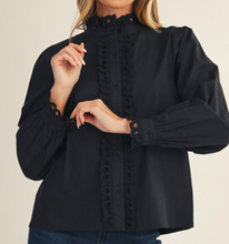 Load image into Gallery viewer, Black Eyelet Accent Top
