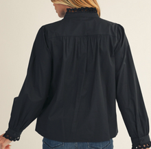 Load image into Gallery viewer, Black Eyelet Accent Top
