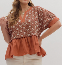 Load image into Gallery viewer, Floral Jacquard Peplum Top **3 COLORS**
