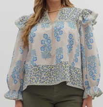 Load image into Gallery viewer, Blue Multi Print Top - PLUS

