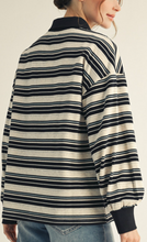 Load image into Gallery viewer, Black Striped 1/4 Zip Top
