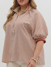 Load image into Gallery viewer, Striped 1/4 zip Top **3 COLORS** - PLUS
