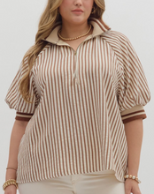 Load image into Gallery viewer, Striped 1/4 zip Top **3 COLORS** - PLUS
