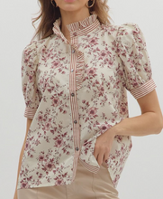Load image into Gallery viewer, Floral Striped Contrast Top **2 COLORS** - PLUS
