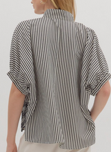 Load image into Gallery viewer, Black Striped Embroidered Top - PLUS
