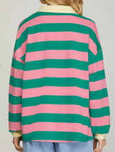 Load image into Gallery viewer, Pink And Jade Striped Top
