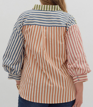 Load image into Gallery viewer, Colorblock Striped Button Down **2 COLORS** - PLUS
