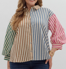 Load image into Gallery viewer, Colorblock Striped Button Down **2 COLORS** - PLUS
