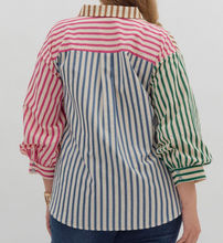 Load image into Gallery viewer, Colorblock Striped Button Down **2 COLORS** - PLUS
