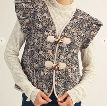 Load image into Gallery viewer, Black Floral Quilted Vest
