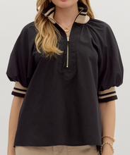Load image into Gallery viewer, Puff Sleeve 1/4 Zip Top *2 COLORS**
