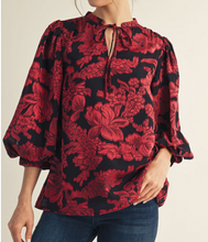 Load image into Gallery viewer, Floral Embroidered Puff Sleeve Top **2 COLORS**
