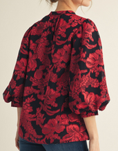 Load image into Gallery viewer, Floral Embroidered Puff Sleeve Top **2 COLORS**
