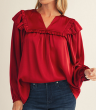 Load image into Gallery viewer, Satin Ruffle Top **2 COLORS**
