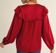 Load image into Gallery viewer, Satin Ruffle Top **2 COLORS**
