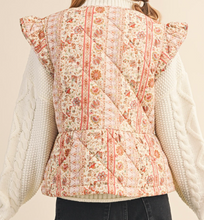 Load image into Gallery viewer, Floral Quilted Peplum Vest
