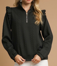 Load image into Gallery viewer, Black Cableknit 1/4 Zip - PLUS
