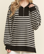 Load image into Gallery viewer, Black Striped 1/4 Zip - PLUS
