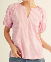 Load image into Gallery viewer, Striped Puff Sleeve Top ** 2 COLORS **
