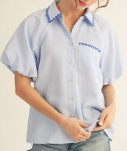 Load image into Gallery viewer, Pinstriped Button Down Top ** 3 COLORS **
