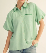 Load image into Gallery viewer, Pinstriped Button Down Top ** 3 COLORS **
